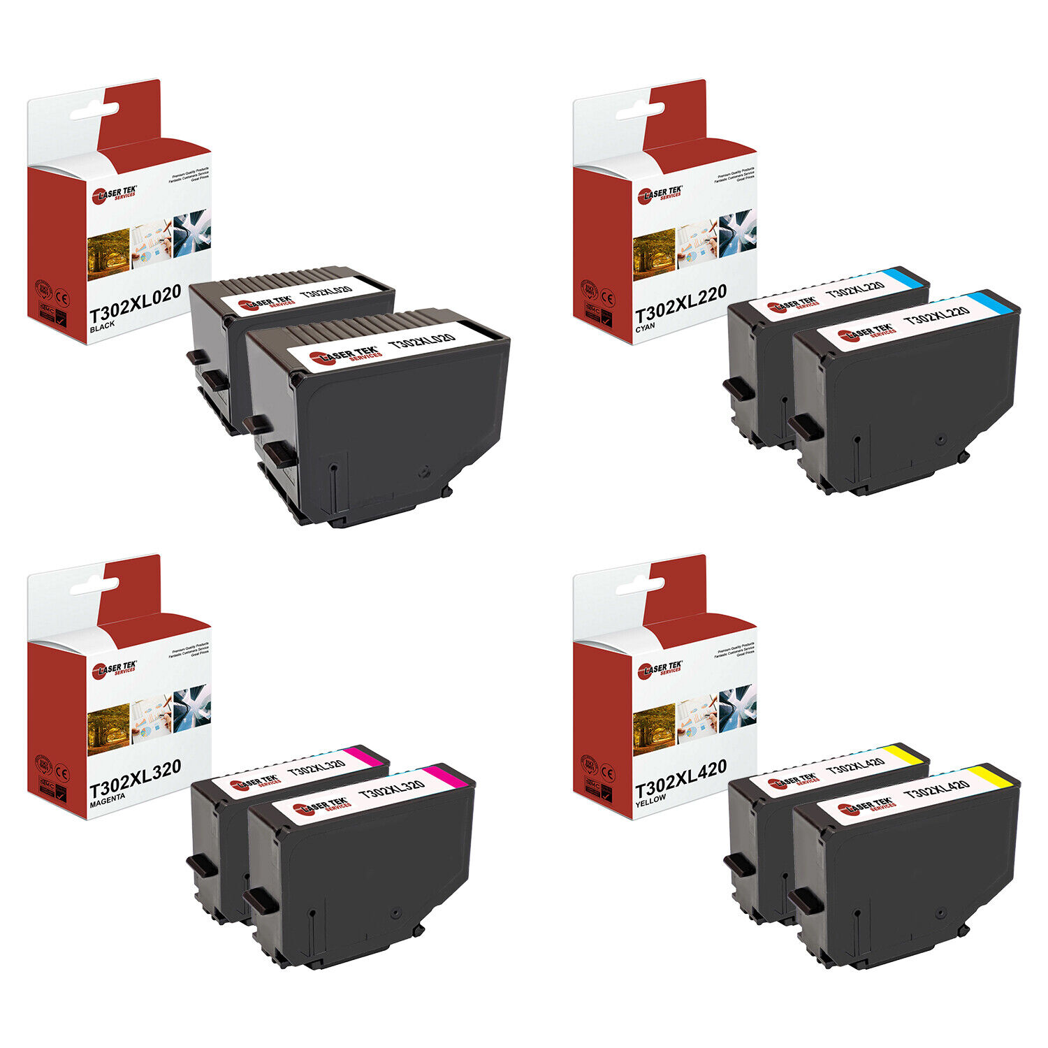 8Pk LTS 302XL BCMY HY Remanufactured for Epson Expression Premium XP-6000 Ink