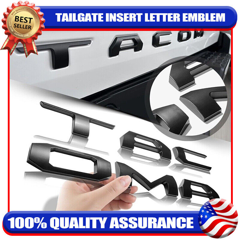Tailgate Insert Letters Emblem 3D Raised Badge For TACOMA 2016-2023 Matte Black