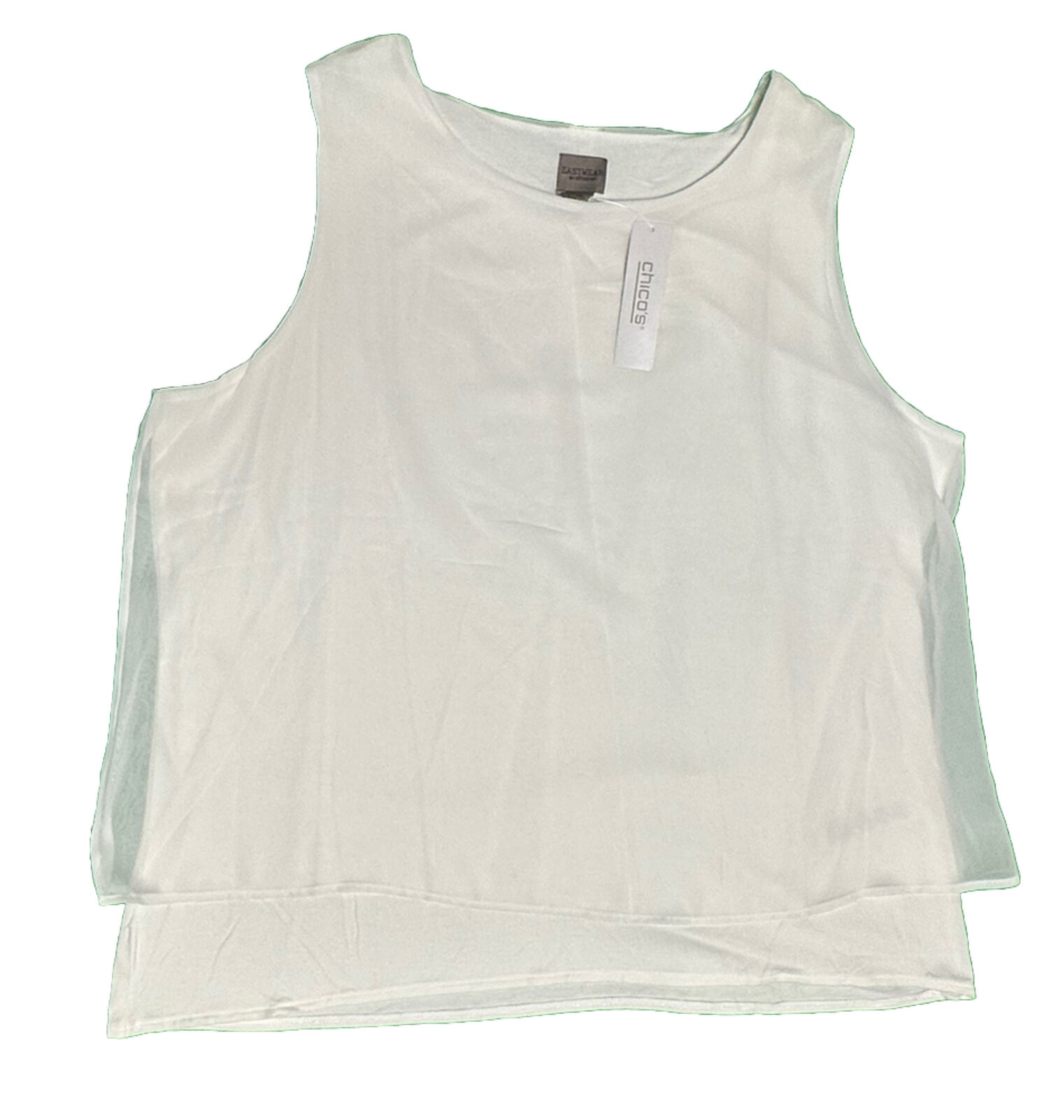 Chicos Size 3 Easy wear Double Layer Tank Alabaster White New With Tags