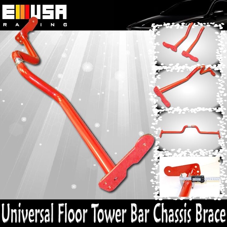 Universal Adjustable RED Interior Stabilizer Floor Bar Chassis Brace 