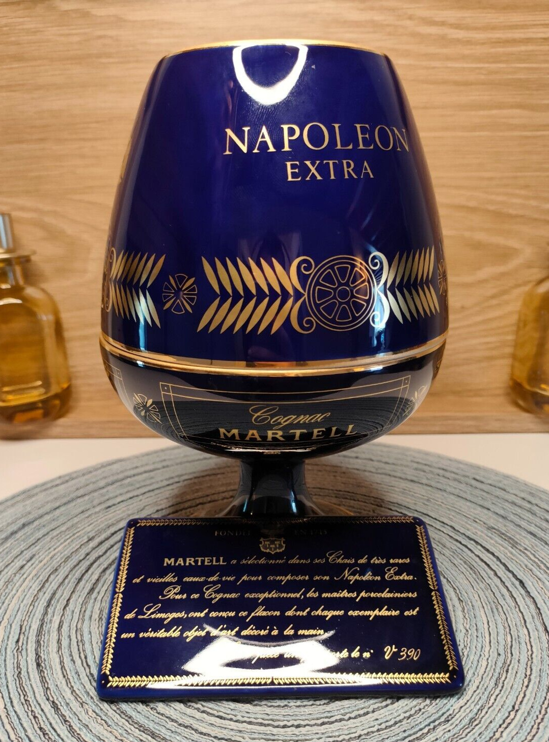 Napoleon Hand Decorated Martell Extra Cognac Bottle, Bearing Number V 390