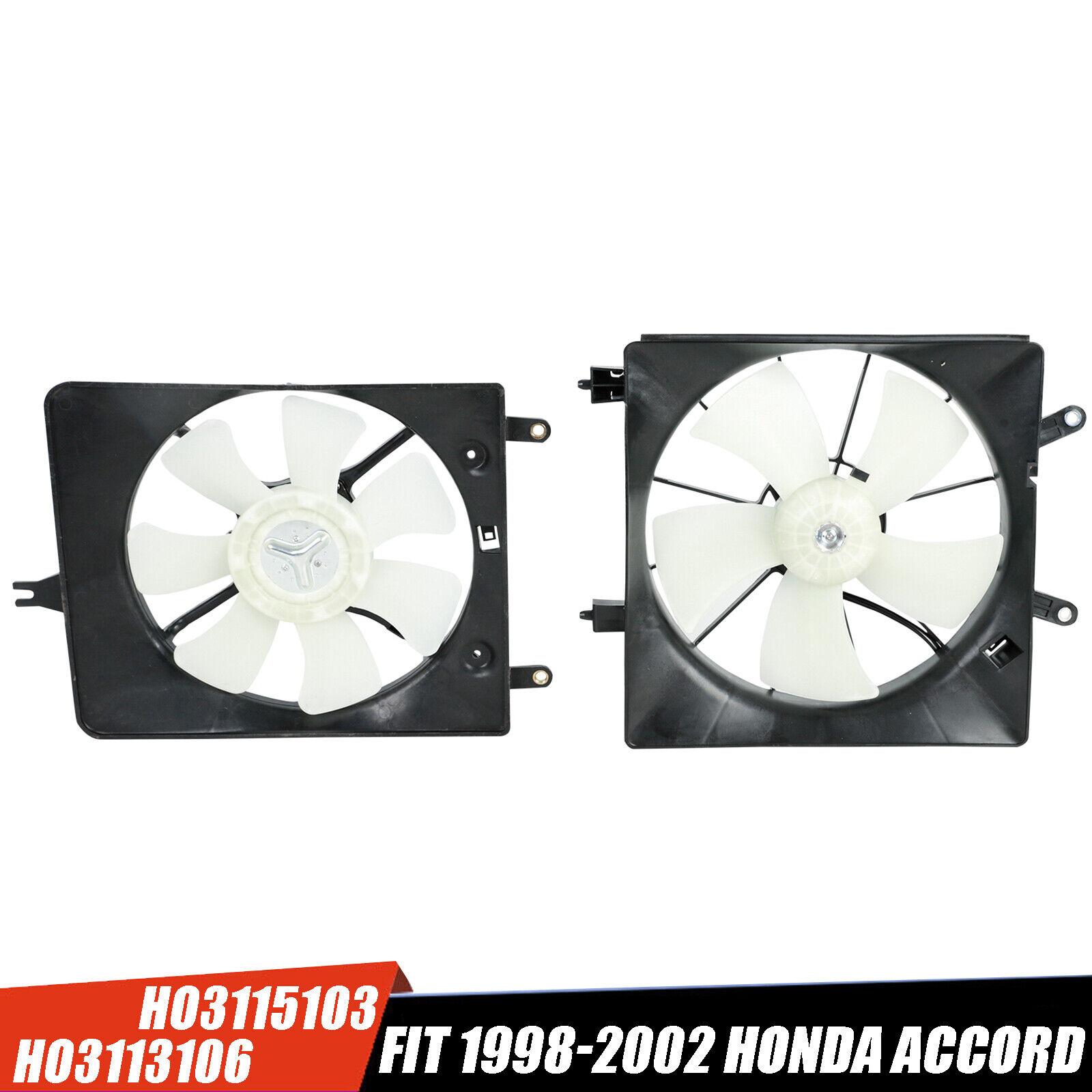 2PCS AC Condenser Radiator Cooling Fan Assembly Fit 1998-2002 Honda Accord 2.3L
