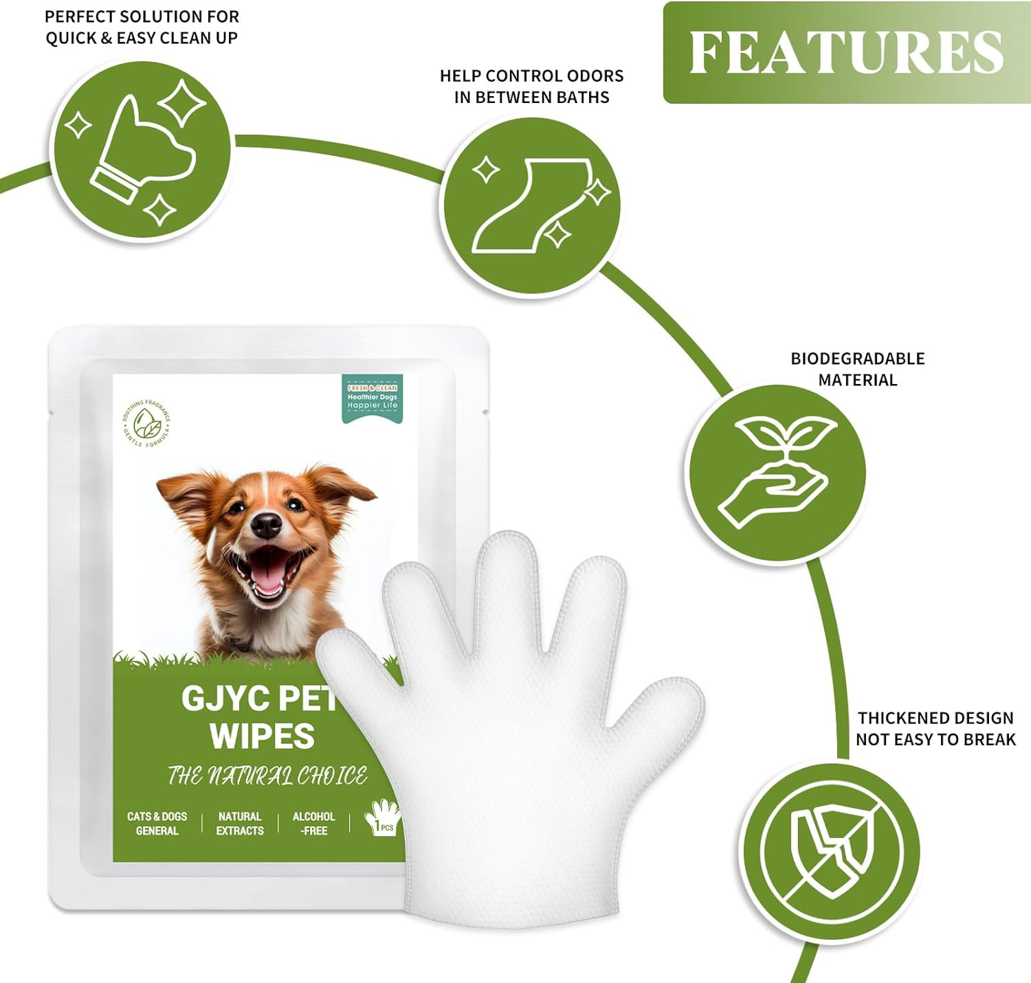 Pet Cleaning Glove Wipes: All-in-One Solution for Paws, Butt, Ears - Natural Ext