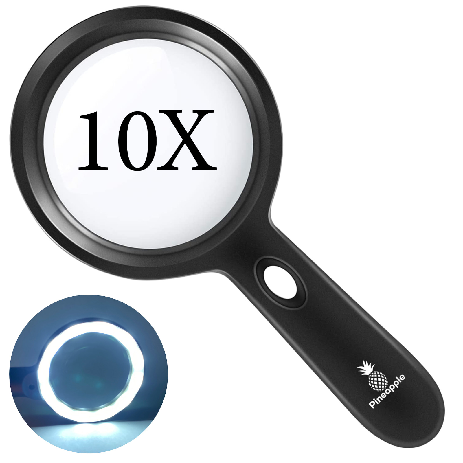 10X Magnifying Glass Magnifier with Light Large Handheld LED Lighted Eye Reading
