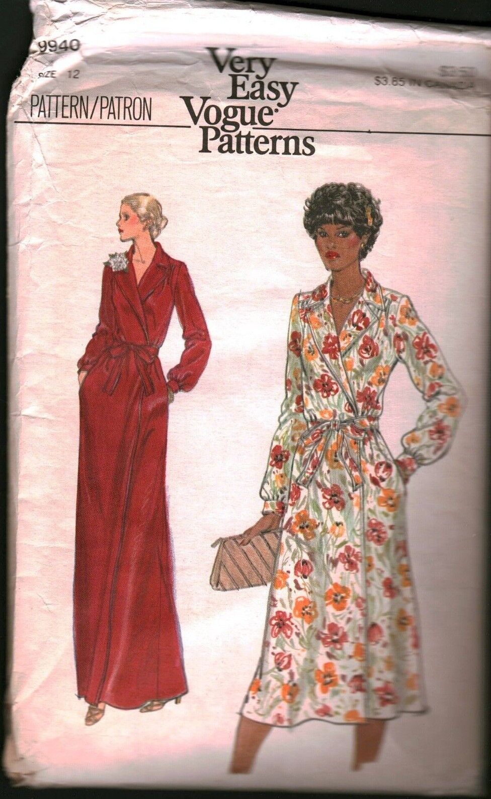 9940 Vintage Vogue Sewing Pattern Misses 1970s Semi Fitted Front Wrapped Dress