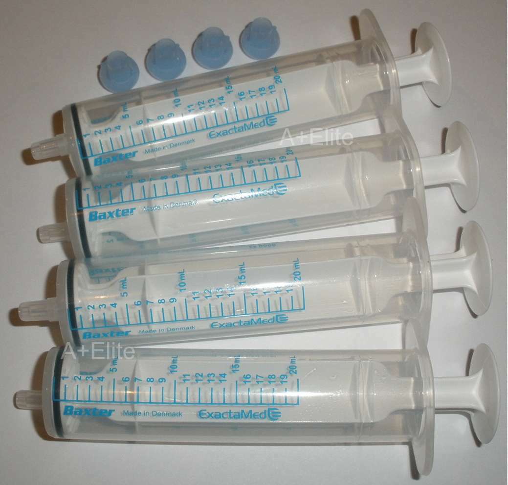 BAXTER BAXA ExactaMed Oral Medicine Dose Syringe Dispenser 20cc/20mL Cap 4/10-PK