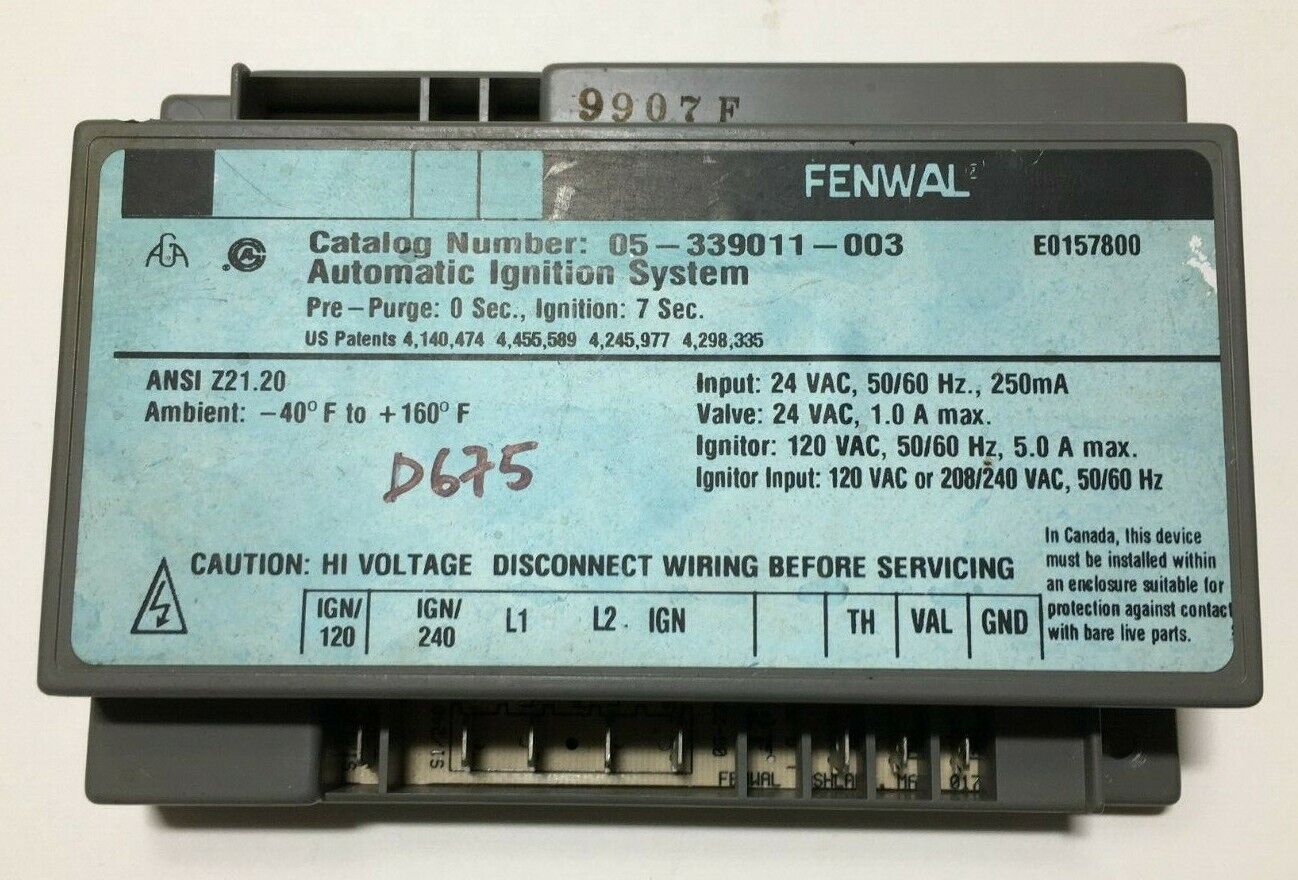 FENWAL 05-339011-003 Automatic Ignition Control Module used #D675
