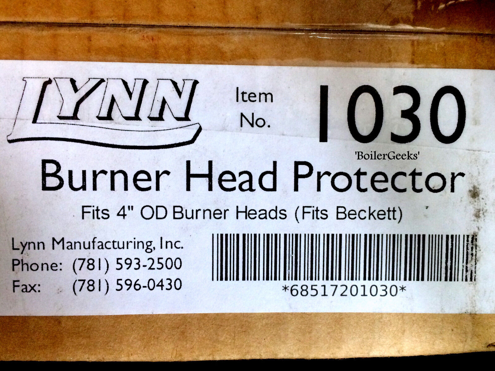 Lynn 1030 Ceramic Fiber Burner Head Protector--Burner Blast tube head protector