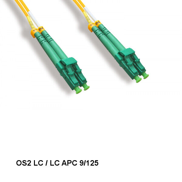 Kentek 3M LC/LC APC OS2 9 /125 Duplex Single-Mode Fiber Optic Cable OFNR
