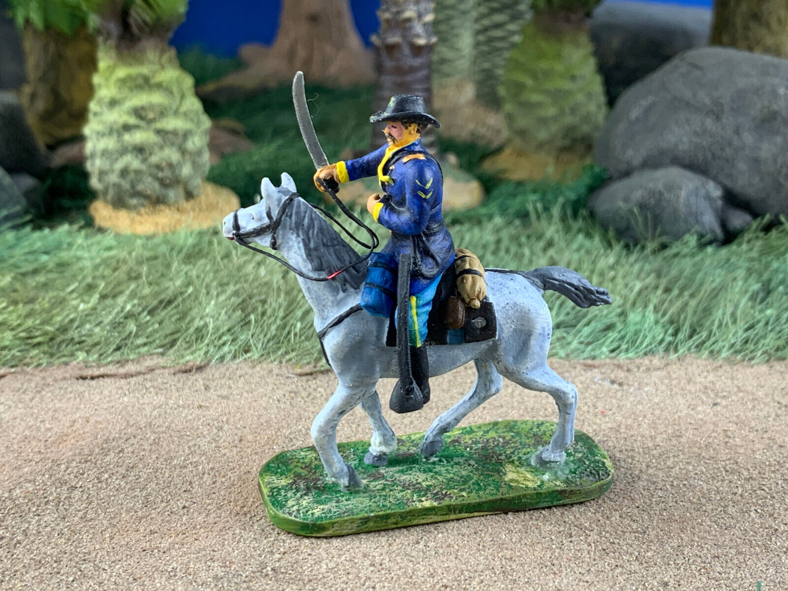 Vintage Germania Figuren ACW Union Soldier w/sword on Horseback Scale 1:45 -40mm