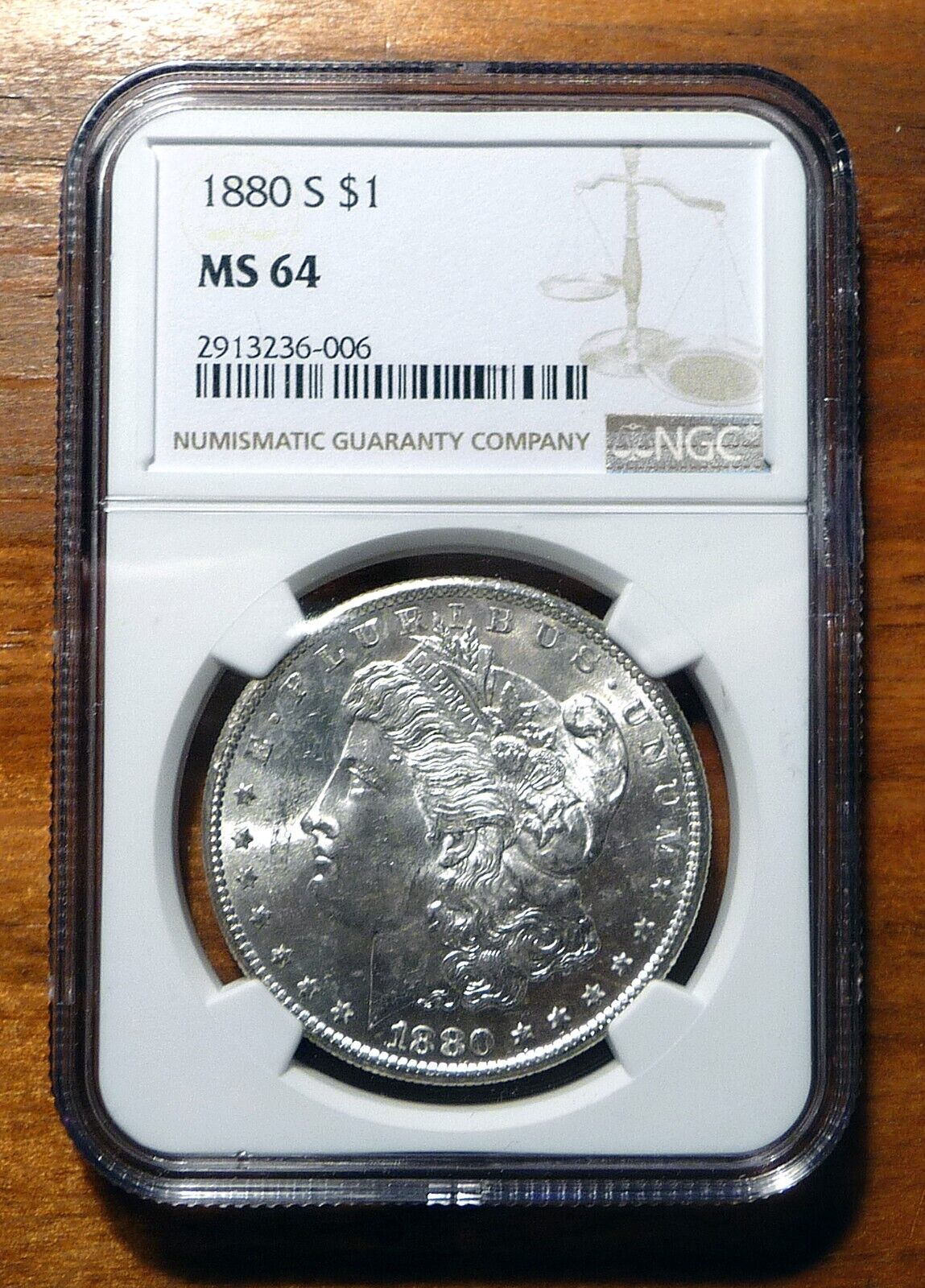 1880 S Morgan Silver Dollar NGC Graded MS64 Blast White