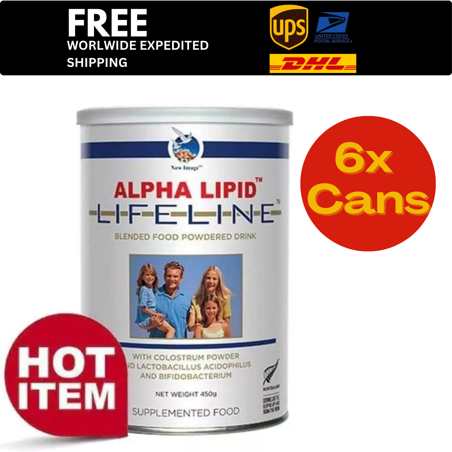 6 Cans Lifeline Lipid Alpha Colostrum Powder Milk Blended 450g Powdered Drink