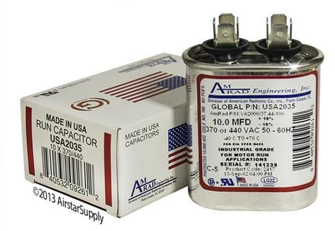 Carrier/Bryant/Payne HC91CA010D - 10 Uf/Mfd 370/440 VAC  Oval Universal Capacito