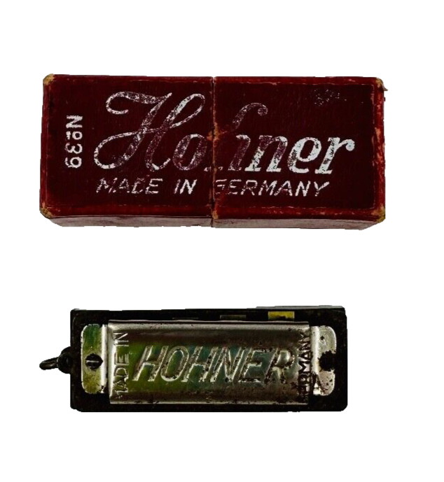 Vintage Hohner #39 Mini Harmonica double sided w/red cardboard case 1.5\