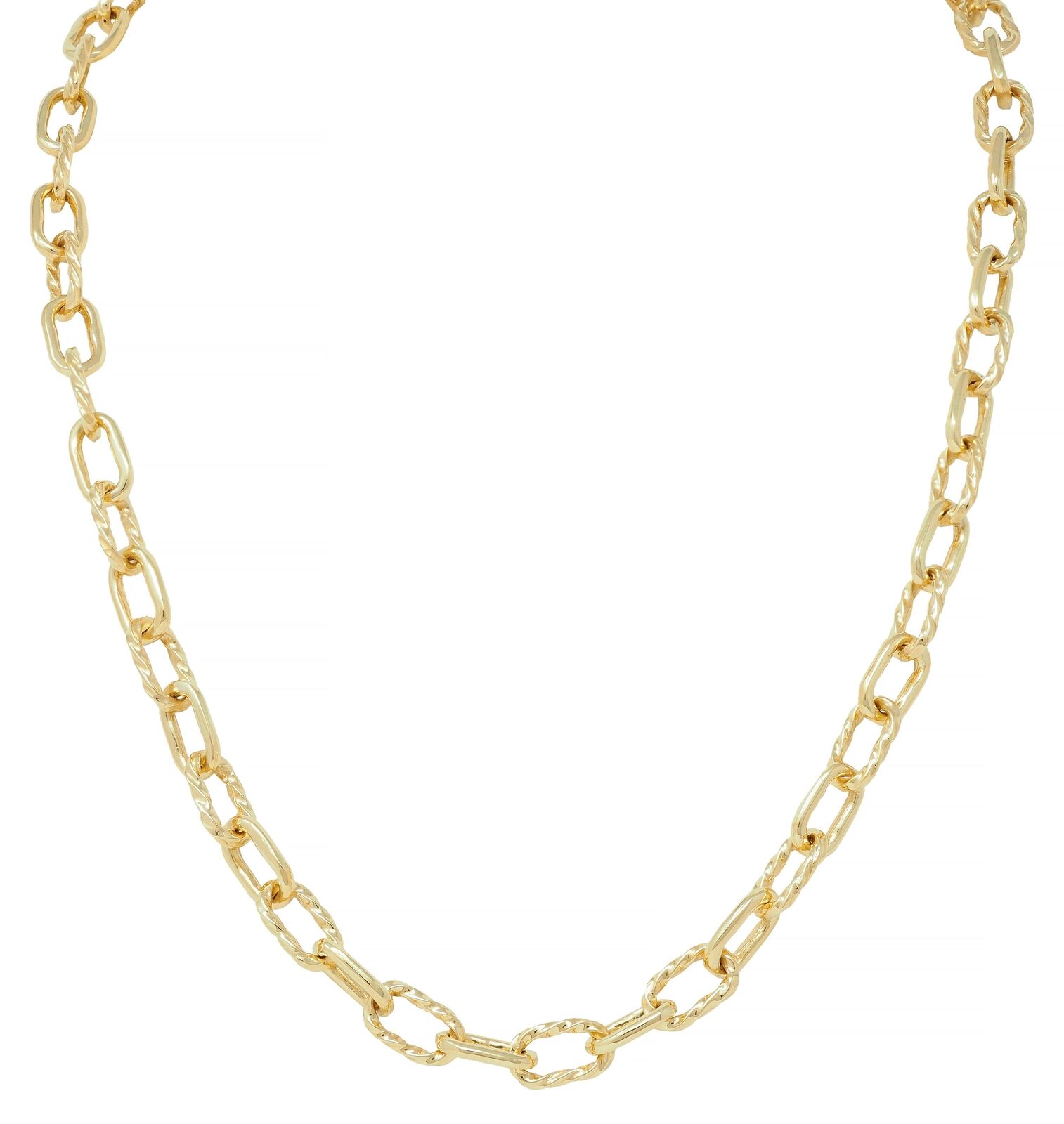 1960's 18 Karat Yellow Gold Twisted Cable Link Vintage Chain Necklace