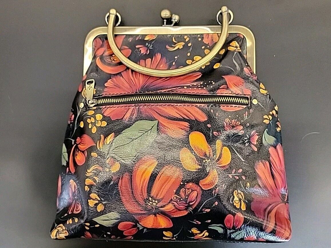 Patricia Nash Tropical Escape Floral Novella Frame Leather Handbag