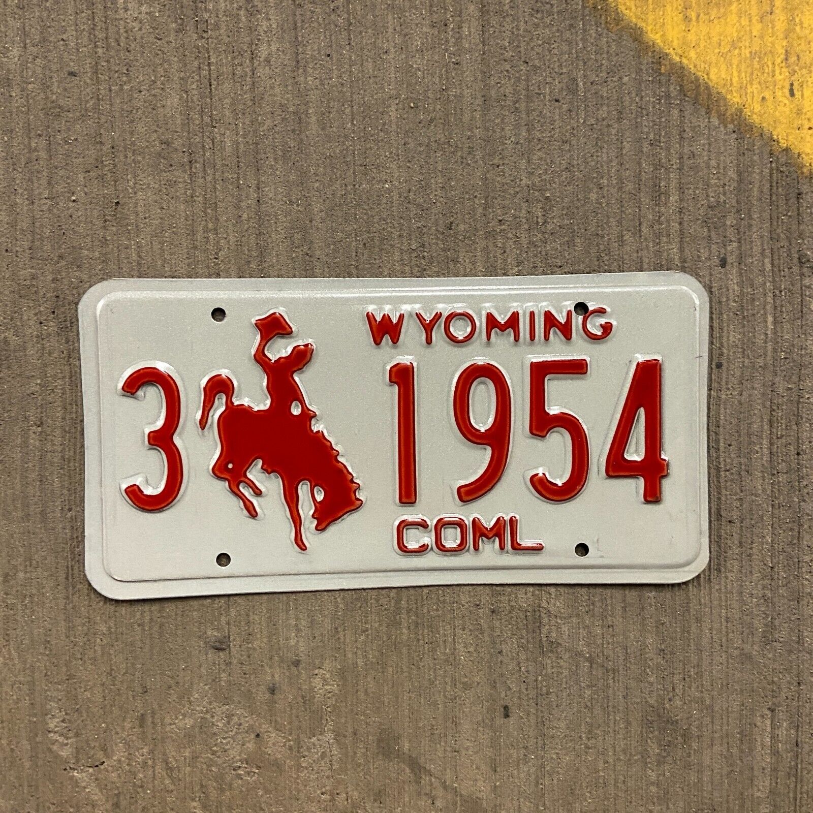 Wyoming TRUCK License Plate Vintage Auto Garage Decor Sheridan Birth Year 3 1954