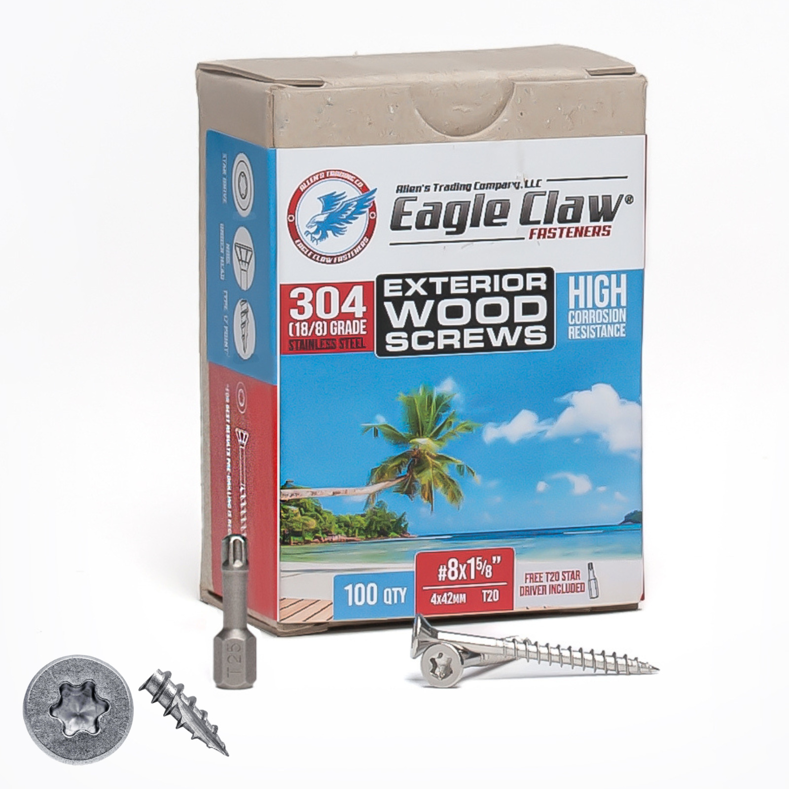 Eagle Claw Stainless Steel Wood Screws Star Drive Flat Head Various Sizes