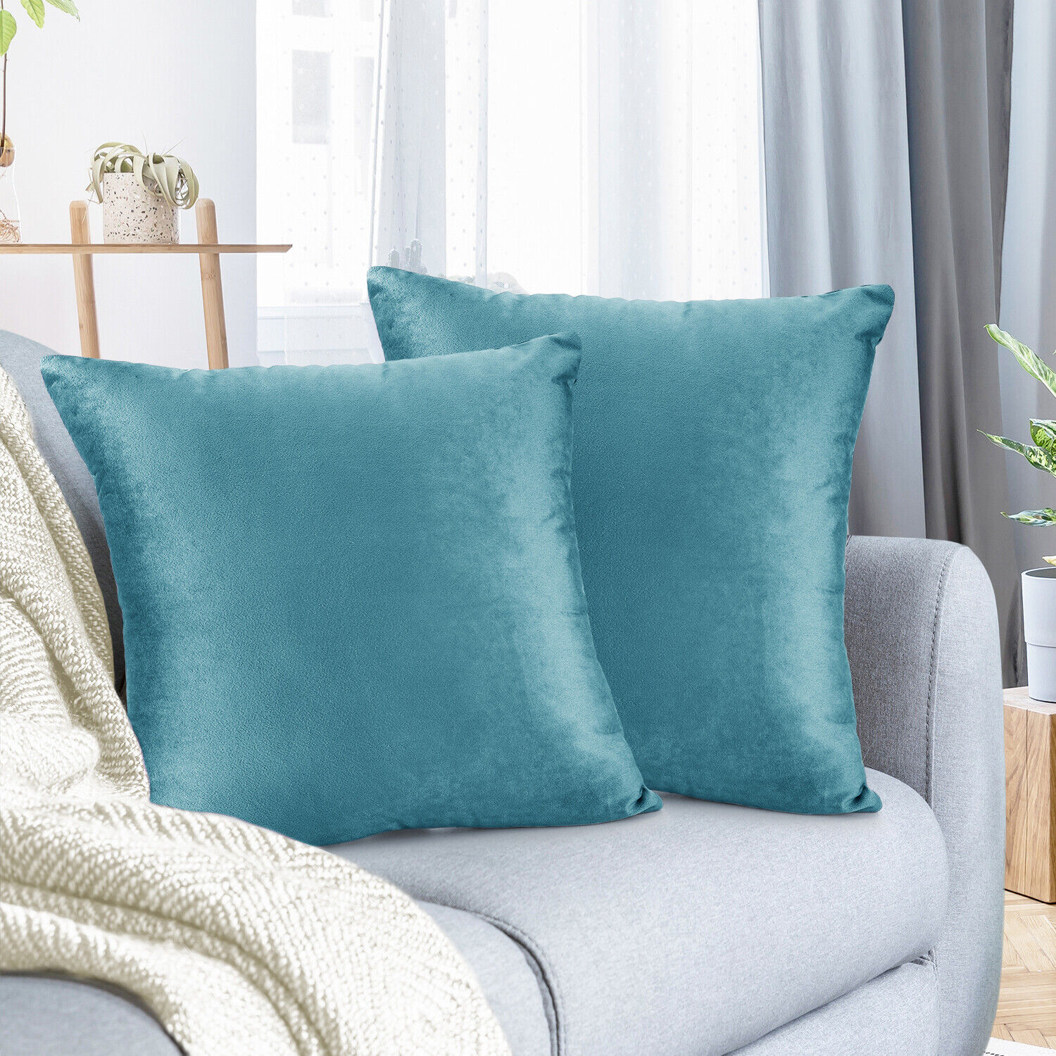 Throw Pillow Covers Set of 2 Sofa Decor Velvet Cushion Cases 7 Sizes 36 Colors