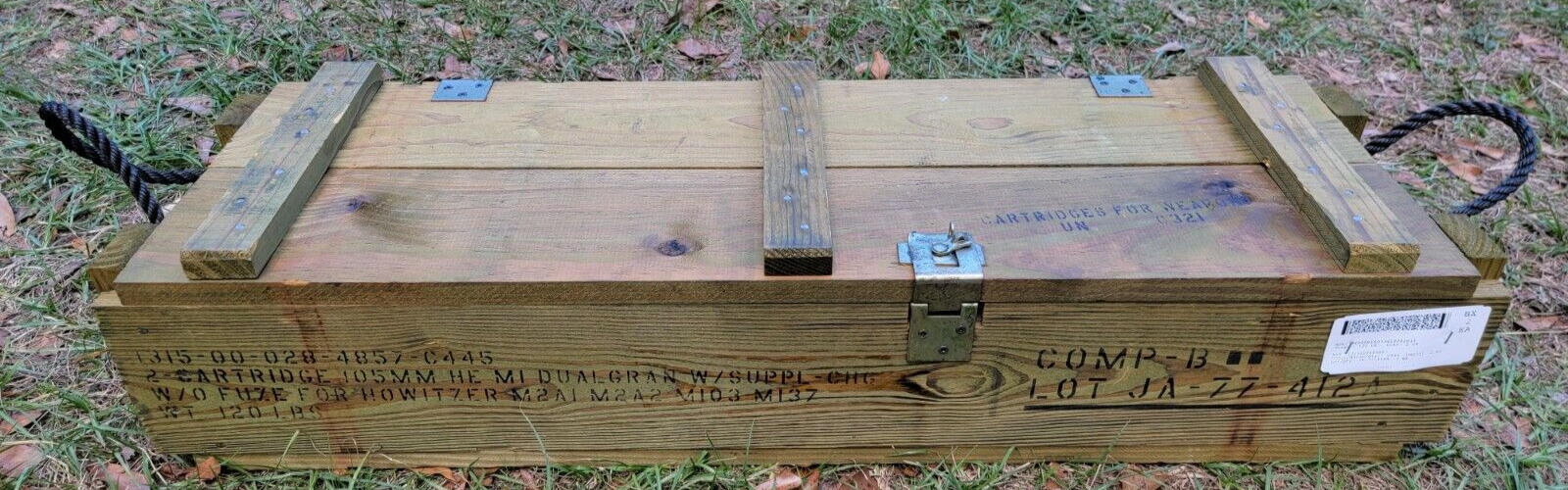 US Military 105mm Howitzer Wooden Ammo Crate