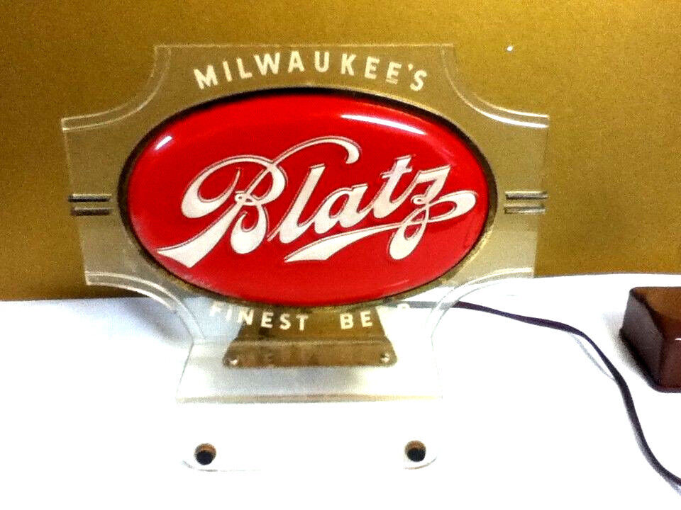 Blatz beer sign lighted back bar cash register topper light double sided bubble