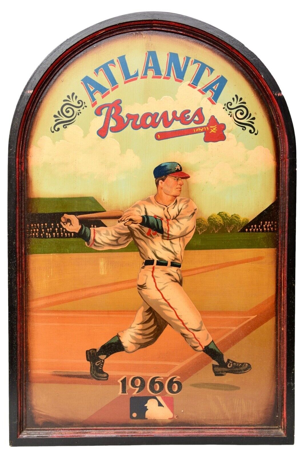 Atlanta Braves Larg 1966 Painting Collectible Golden Oldies Wooden Player Plaque