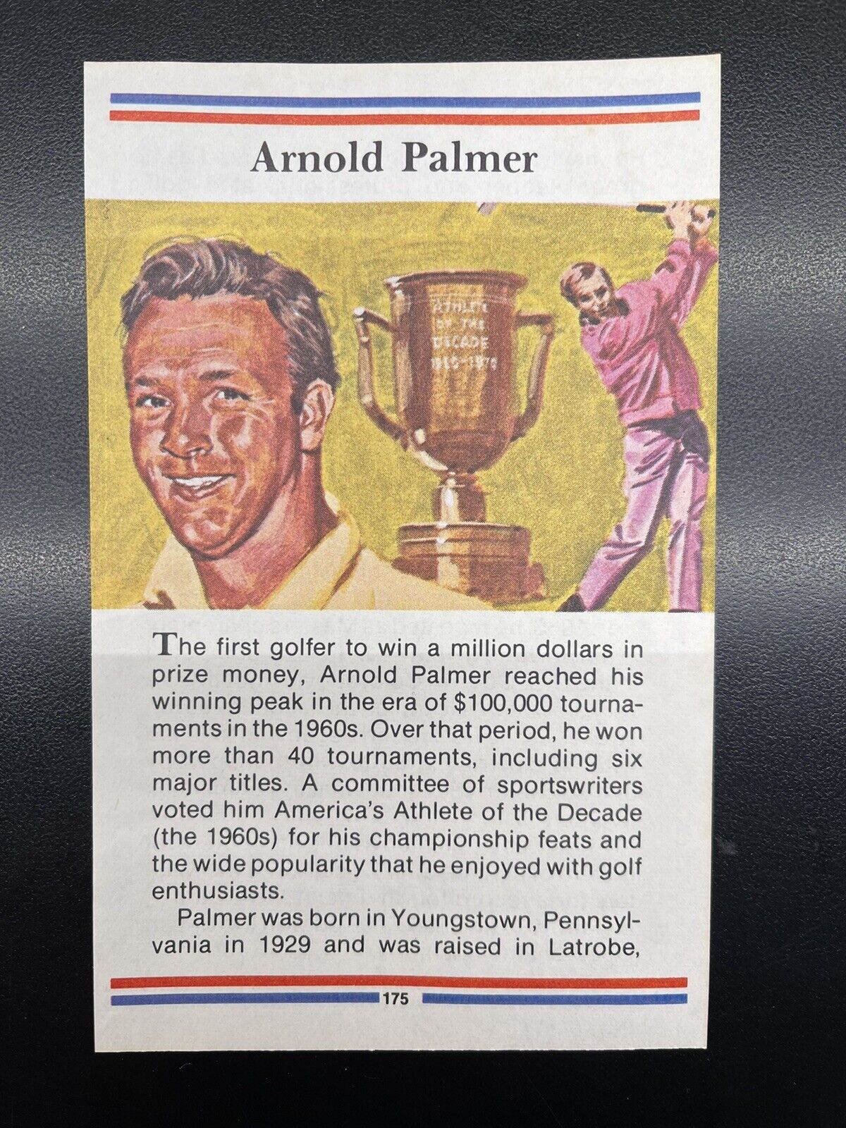 1981-True Value Booklet Card. Arnold Palmer # 175 All-Time Sports Stars Col.