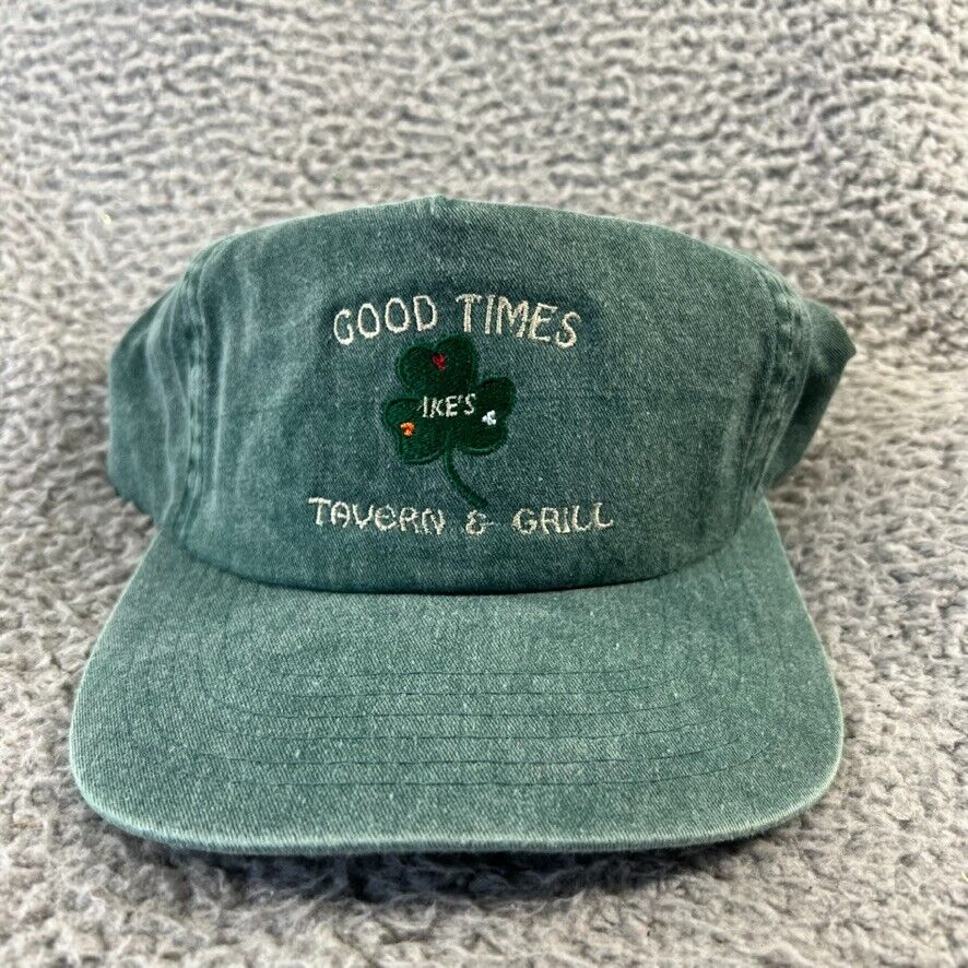 Vintage Ike\'s Good Times Tavern & Grill Snapback Hat Green Embroidered Shamrock