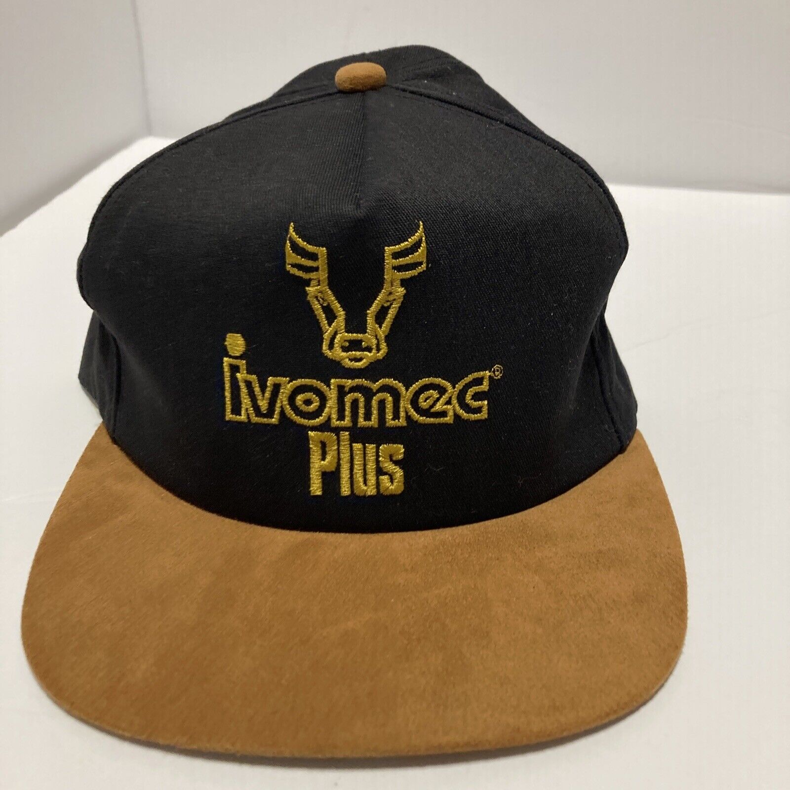 Ivomec Plus SnapBack Truckers Hat Black And Gold/Brown Made In USA