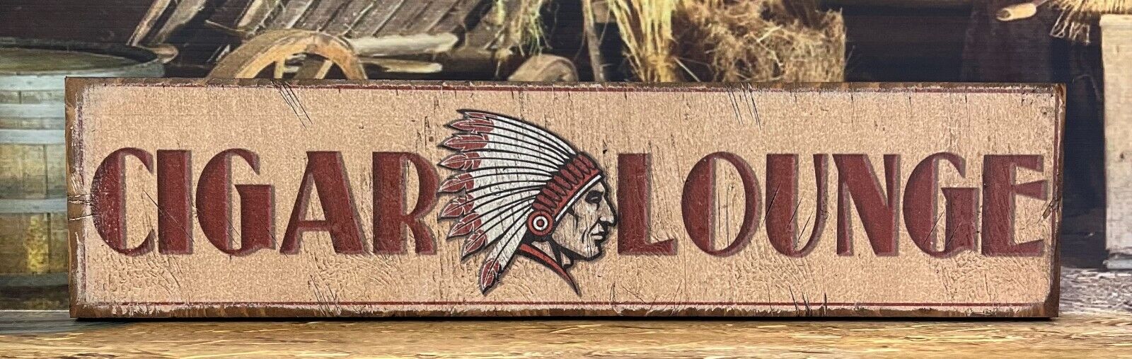 Antique Style Wooden Cigar Lounge Home Decor Sign 6x24