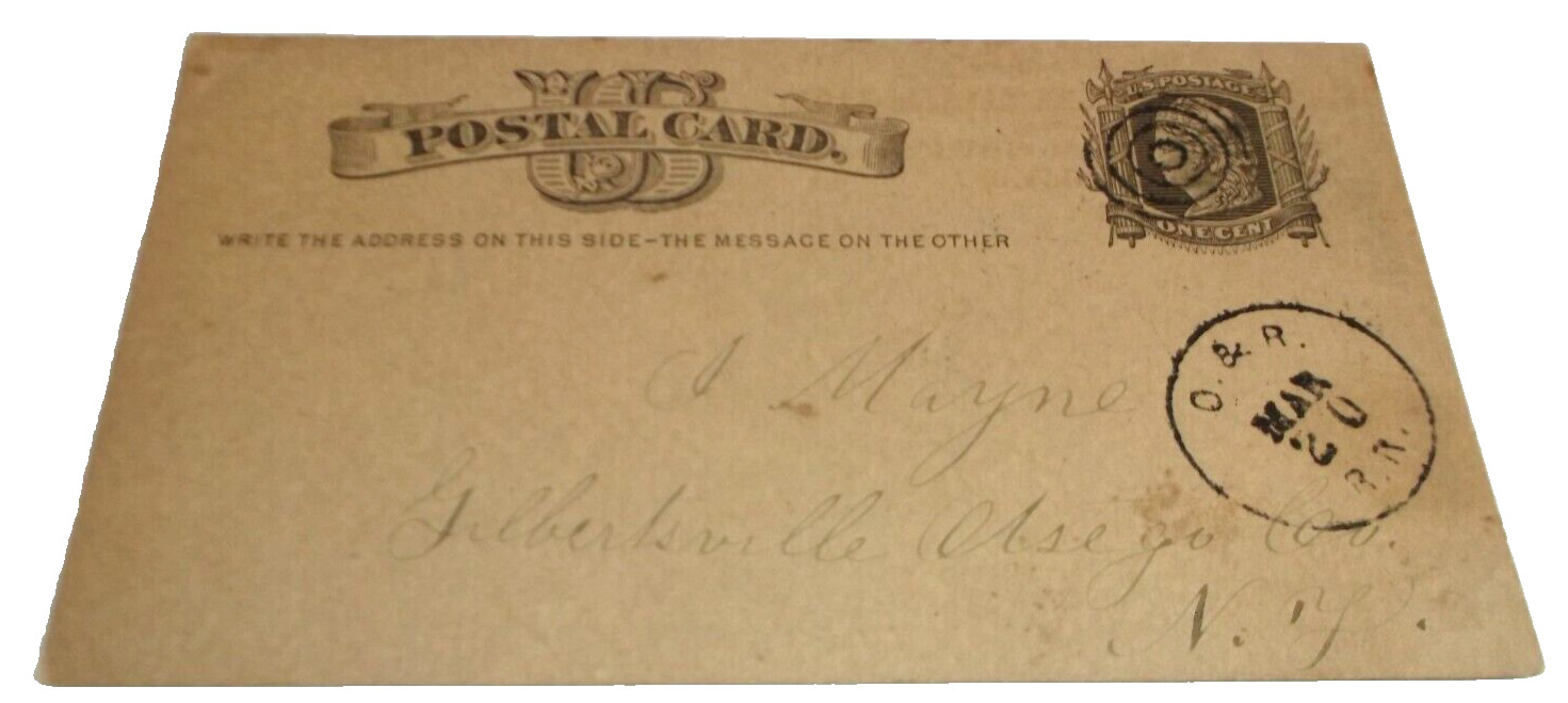 MARCH 1872 OWENSBORO & RUSSELVILLE RAILROAD L&N  RPO HANDLED POST CARD
