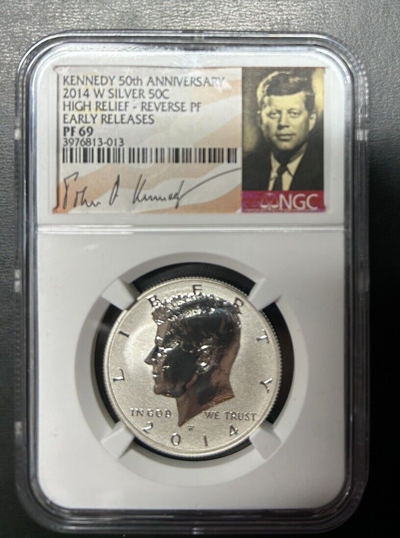 2014-W Silver Kennedy Half Dollar High Relief Reverse PF 69 Early Releases  NGC
