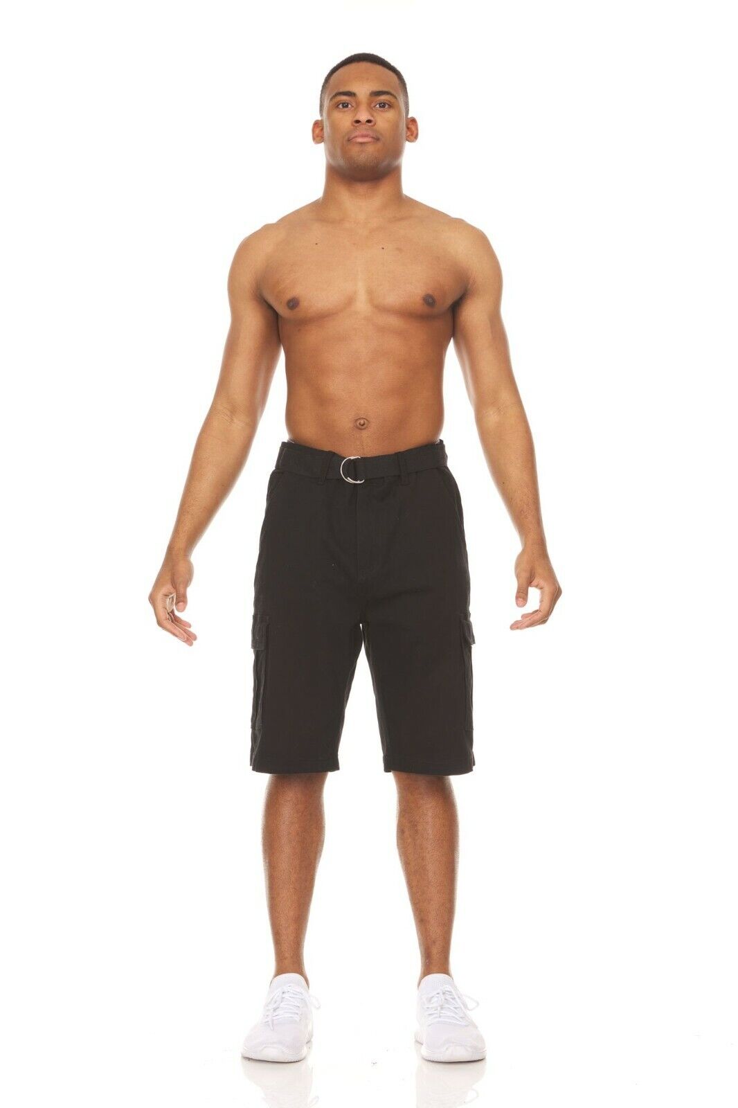 Men’s Cargo Shorts Stretch Lightweight Cotton Twill Multi Pockets Belted Short
