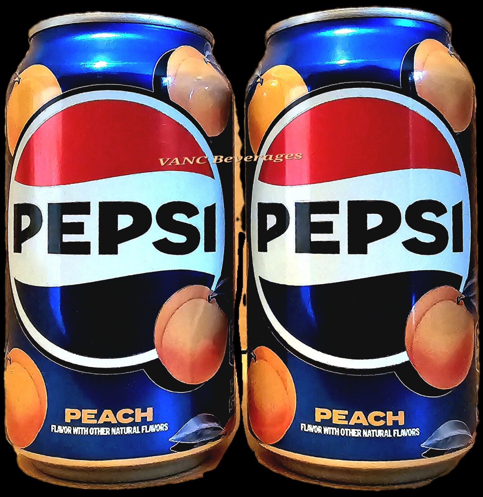 NEW Pepsi W/PEACH LIMITED EDITION. 2 x 12oz SINGLE CANS w/ . BB 9/24