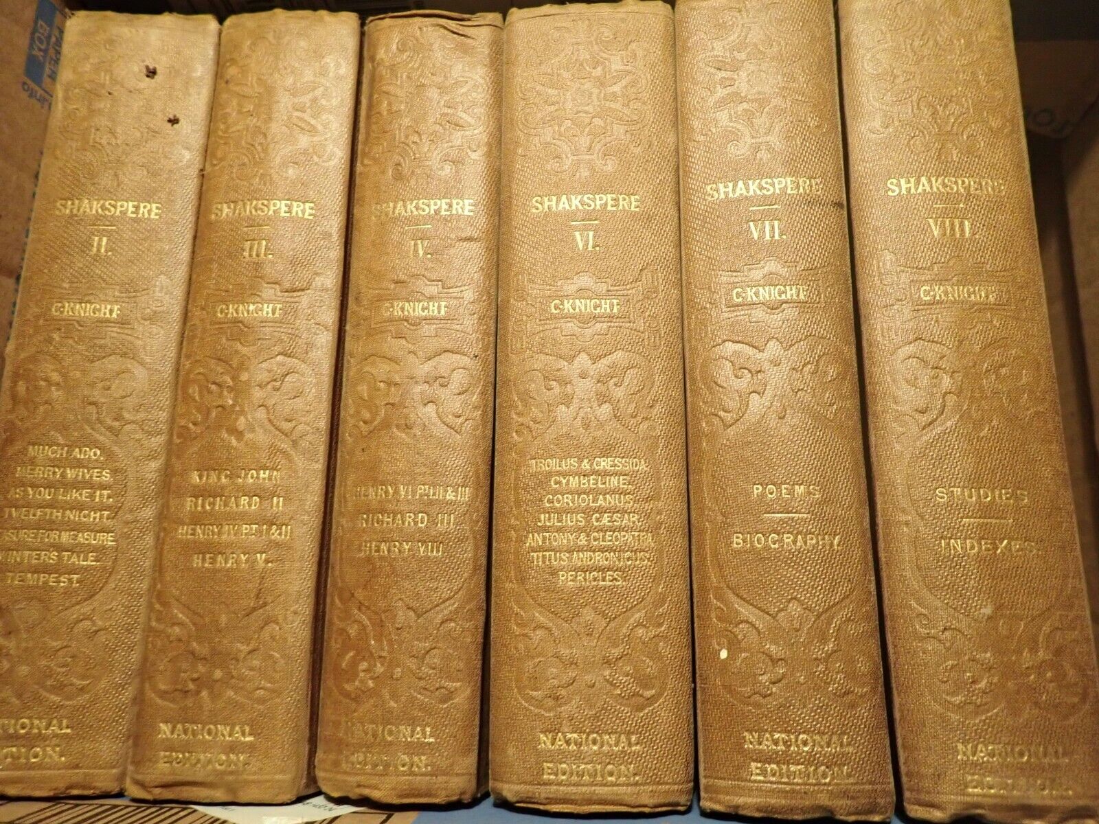 Vintage 1800 Shakespeare SHAKSPERE lot of 6 volumes COMEDIES TRAGEDIES BIOGRAPHY
