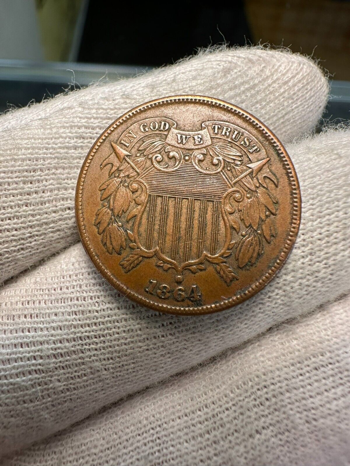 1864 Two Cent Piece XF+