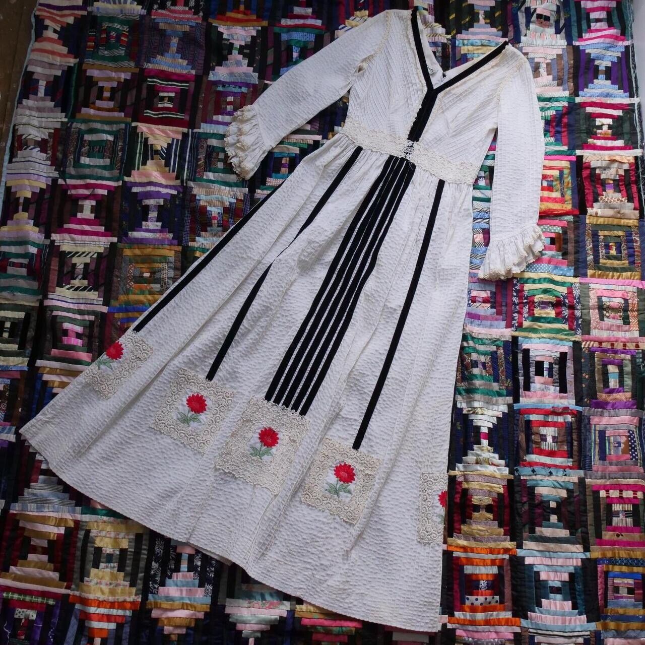 Vintage 1970s Victor Costa Bohemian Cotton Maxi Dress