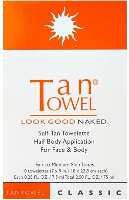 Tan Towel Half Body Classic - 10 Pack NEW/FRESH $28 Retail
