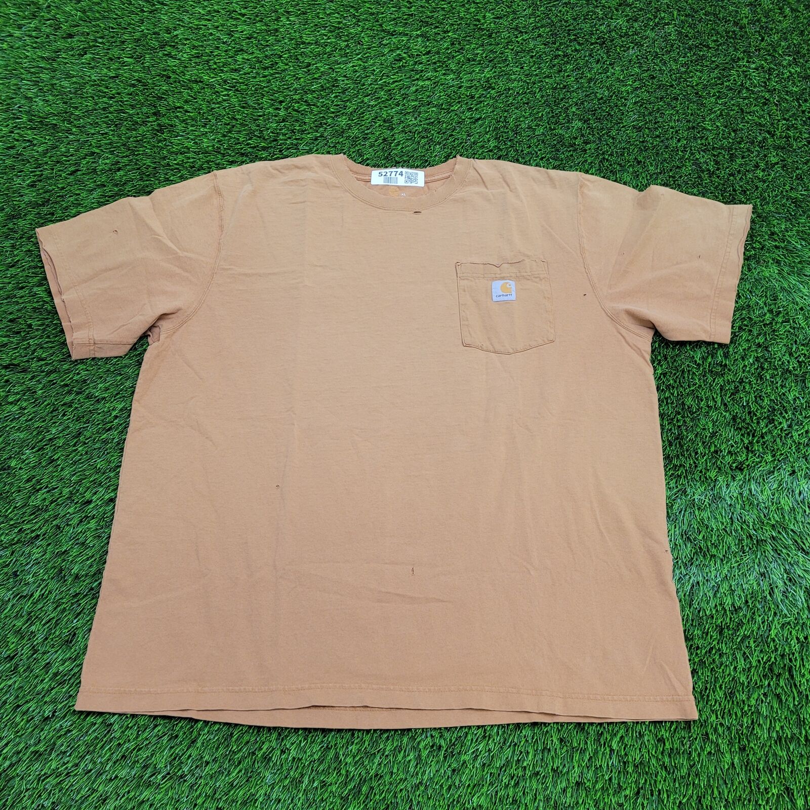 Carharrt Distressed Thrashed Pocket Shirt XL 26x29 Oversized Faded Brown Plain