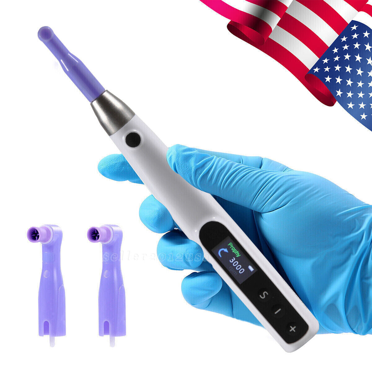 Dental Cordless Electric Hygiene Prophy Handpiece 360° Swivel + 2 Prophy Angles
