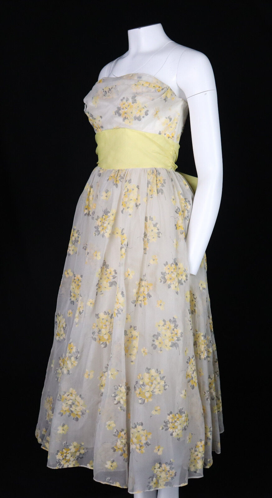 Vintage 50s LORRIE DEB US Women’s XS 0 2 (tag 11) Yellow Formal Prom Gown Dress