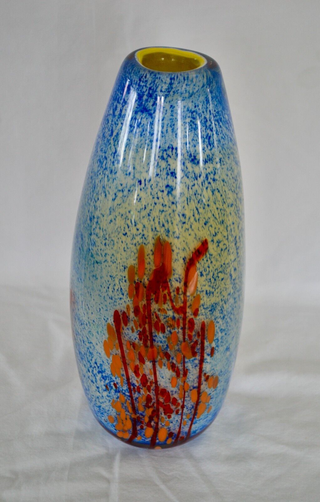 Murano Style Speckled/Confetti Millefiori Decorative Art Glass Vase