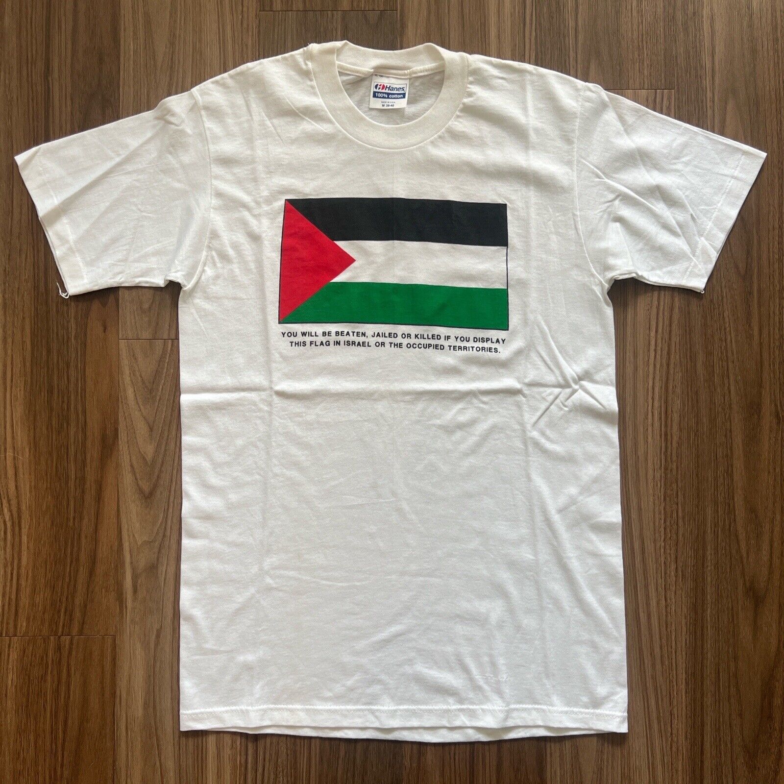 Vintage 1990s ‘Free Palestine’ Palestinian Flag T Shirt Size M DEADSTOCK (READ)