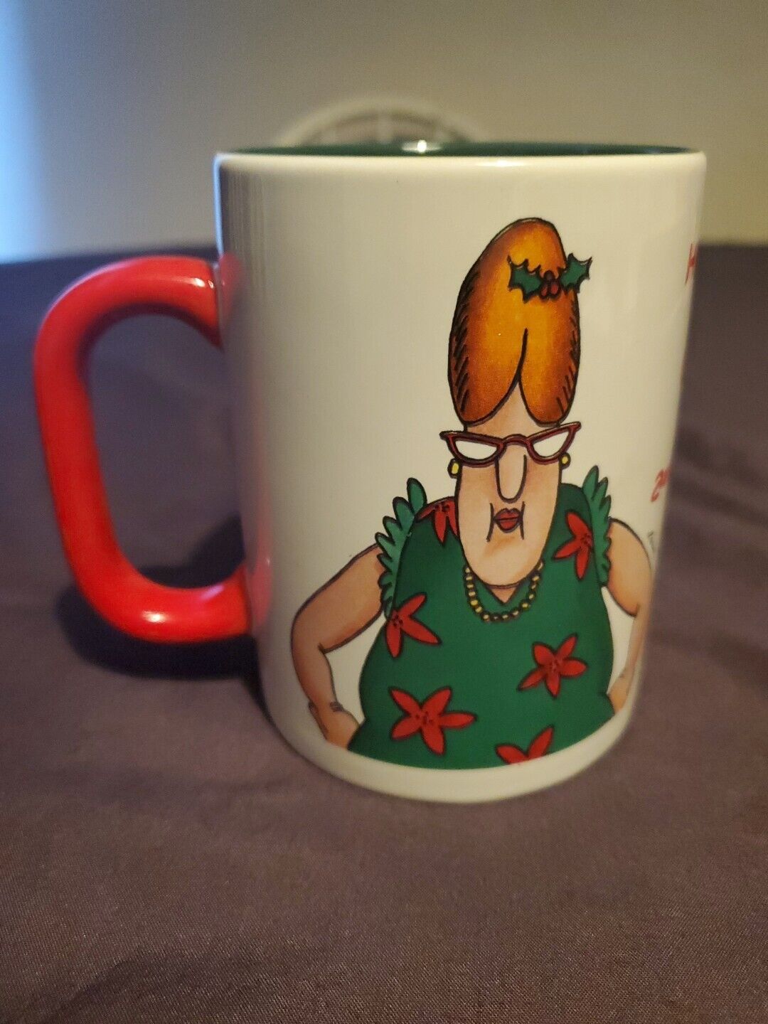 Vintage 1998 Far Side Have A Merry Christmas And I Mean It Lady Mug Cup