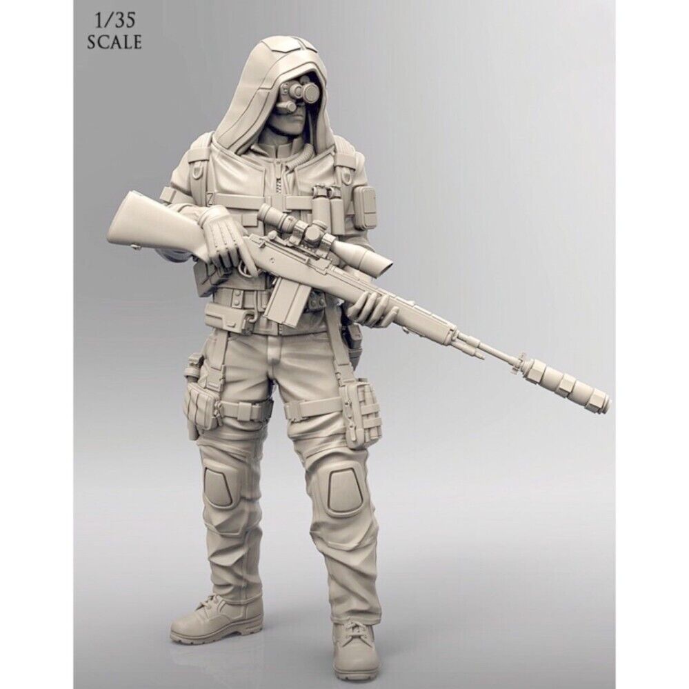 1:35 resin figure model kit Modern Soldier Sniper Unassembled Unpainted