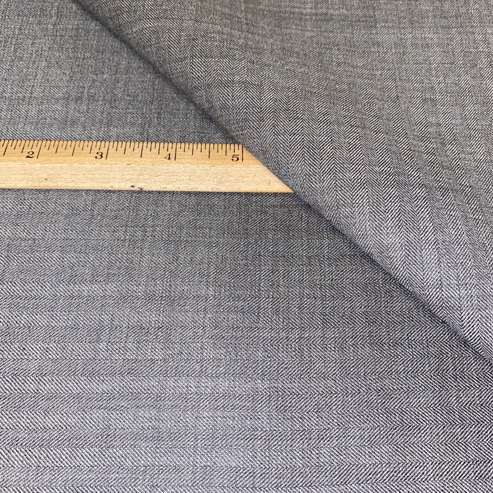 Vintage Pre Shrunk Super 100’s Imported  Grey Herringbone Fabric Lot Yds = 6.67