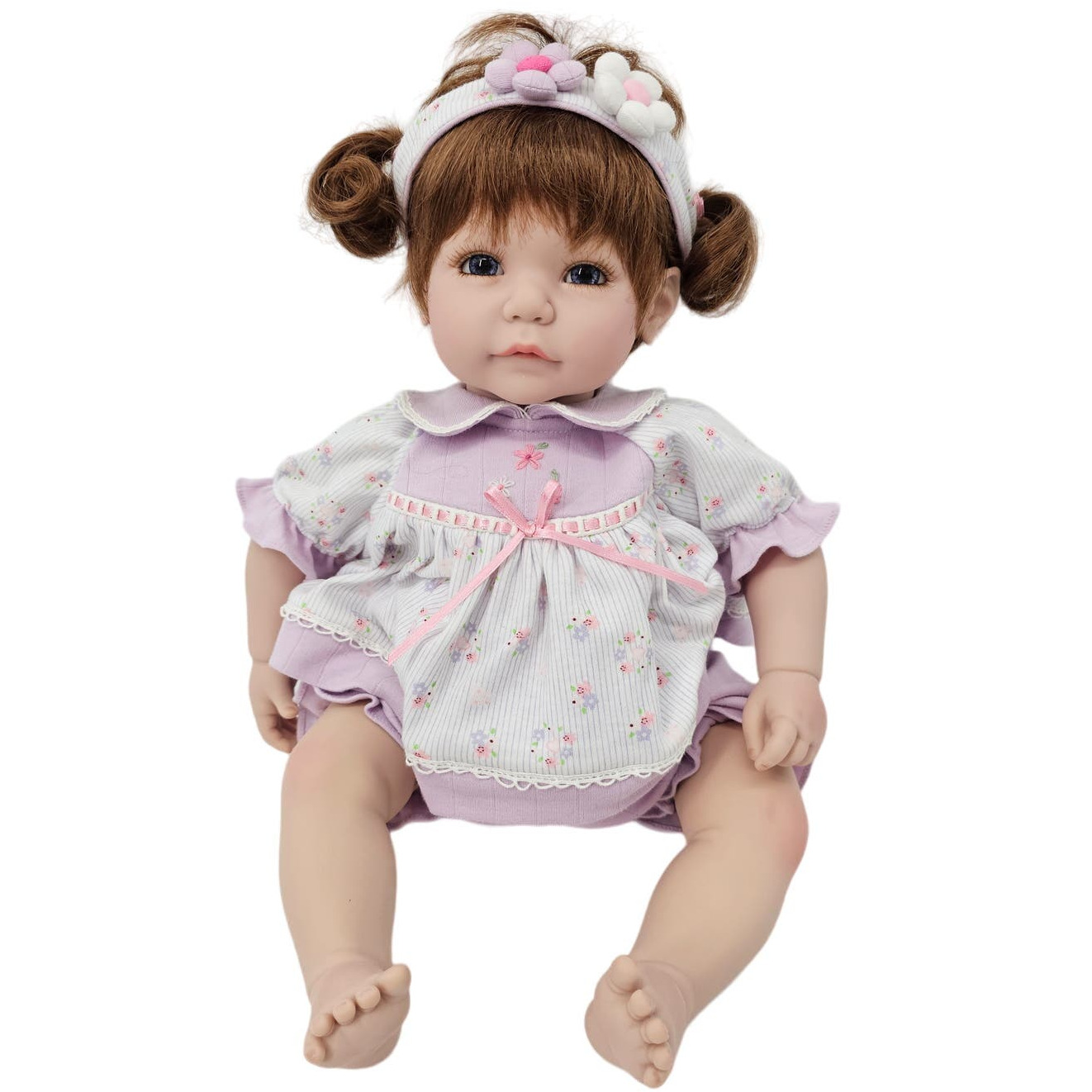 Adora Realistic Reborn Baby Doll Auburn Hair Blue Eyes Purple Outfit