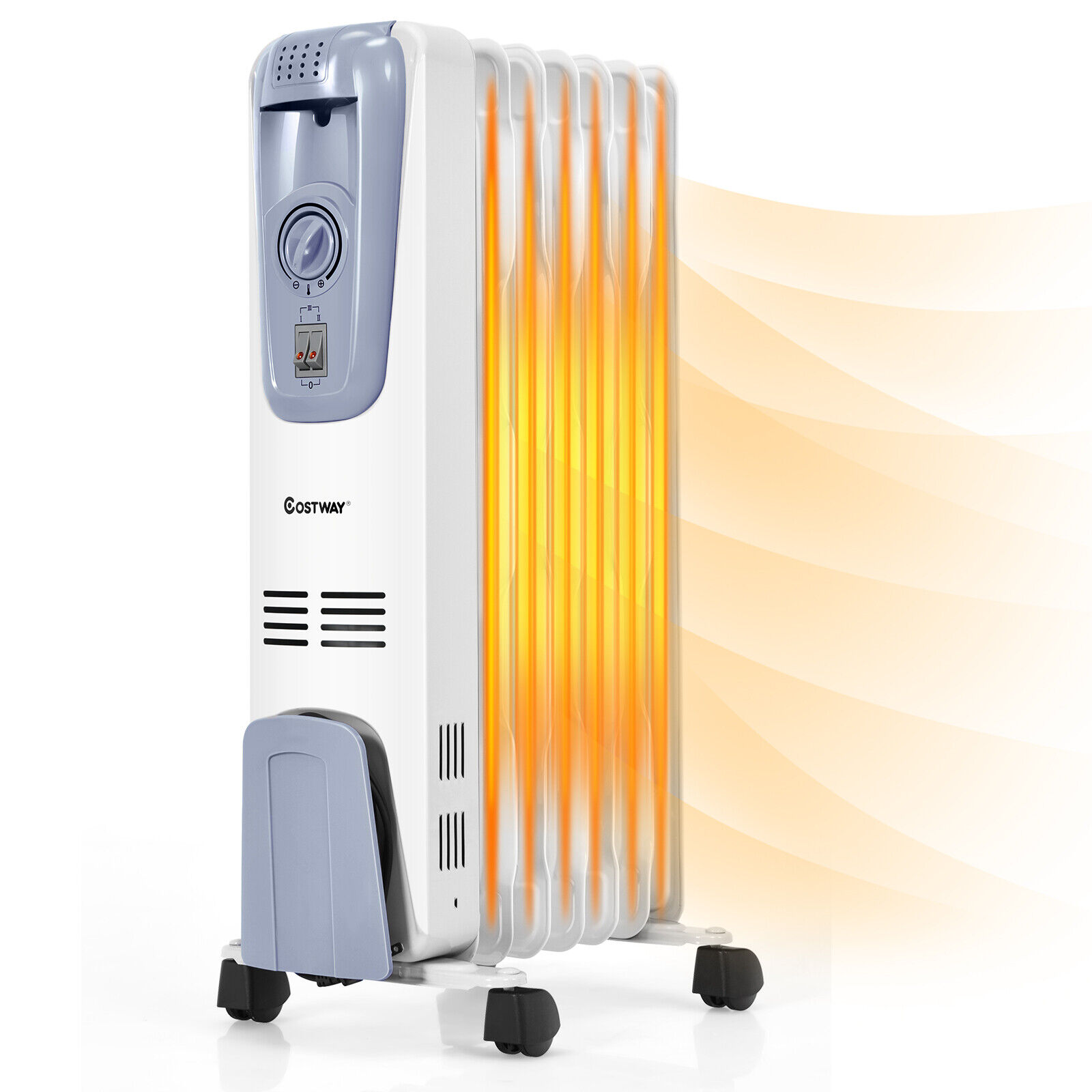 1500W Electric Oil Filled Radiator Space Heater 7-Fin Thermostat  Room Radiant