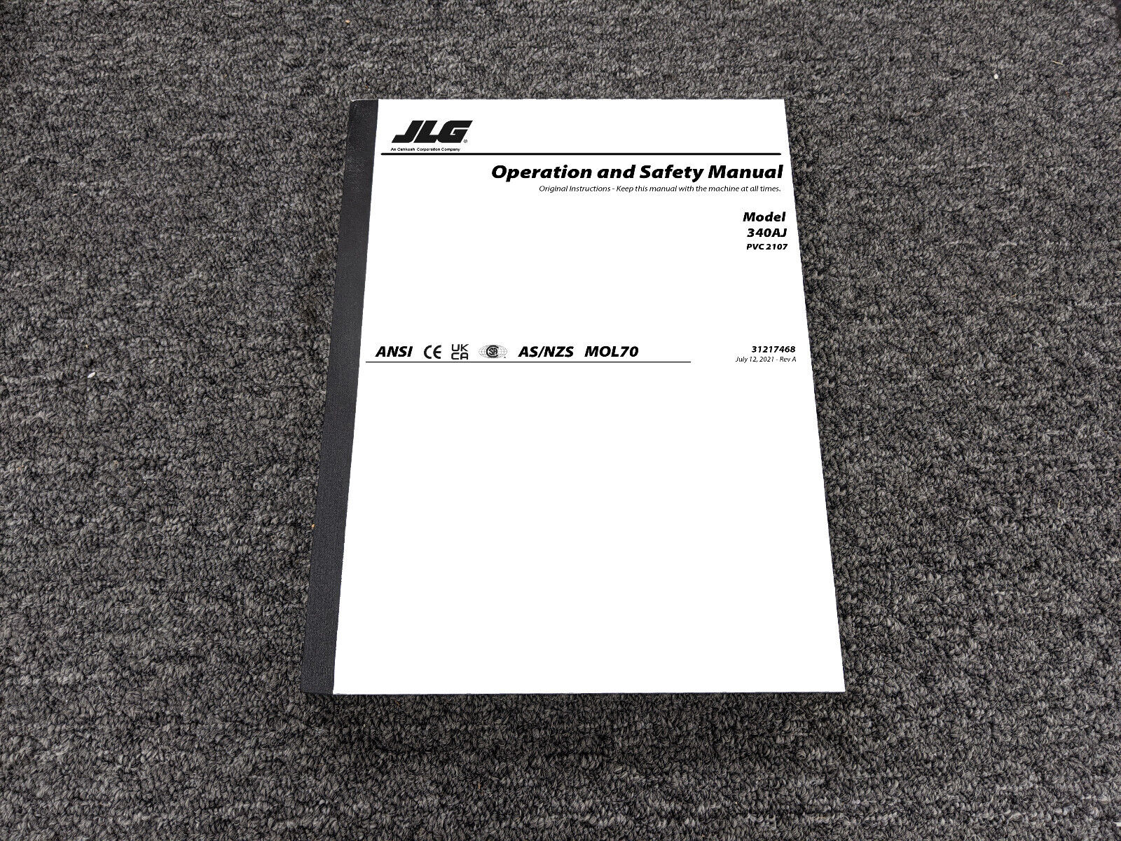 JLG 340AJ Boom Lift PVC 2107 Safety Owner Operator Manual User Guide 31217468