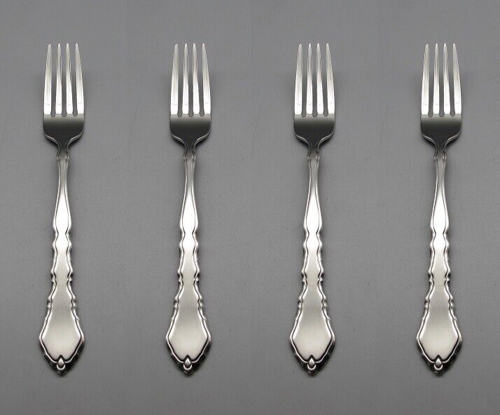 Oneida Stainless Flatware SATINIQUE Dinner Forks - Set of Four New